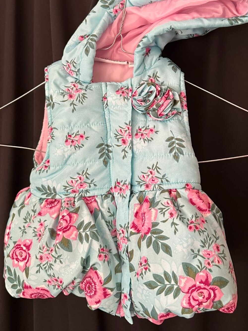 Kids Headquarters Floral Hooded Puffer Vest Size 6/9M